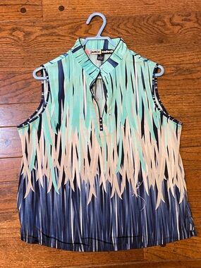 Jamie Sadock Aqua, Mint & Navy Golf Shirt sleeveless